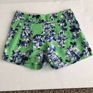 J. Crew Shorts Linen Floral Green Blue SZ 00